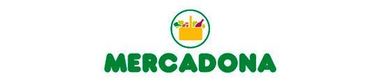 Logotipo de Mercadona con un círculo verde alrededor de una cesta de alimentos sobre un texto verde.