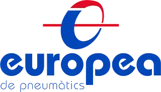 Un logotipo azul y rojo para Europea de Neumática.