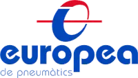 Un logotipo azul y rojo para Europea de Neumática.