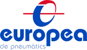 Un logotipo azul y rojo para Europea de Neumática.