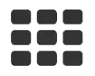 Un icono en blanco y negro de un automóvil sobre un fondo blanco.