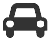 Un icono en blanco y negro de un automóvil sobre un fondo blanco.