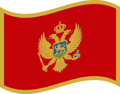 Eine rote montenegrinische Flagge mit einem doppelköpfigen Adler darauf