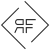 Logotipo geom&eacute;trico de diamante negro con las letras &ldquo;RF&rdquo; estilizadas en el centro.