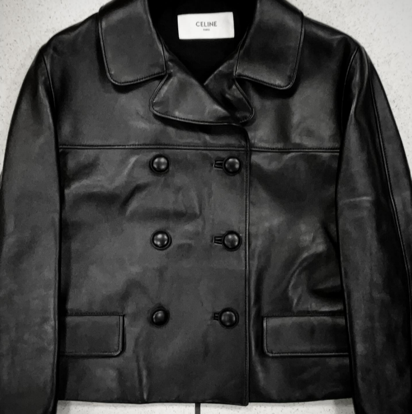 Veste noire en peau d'agneau Céline