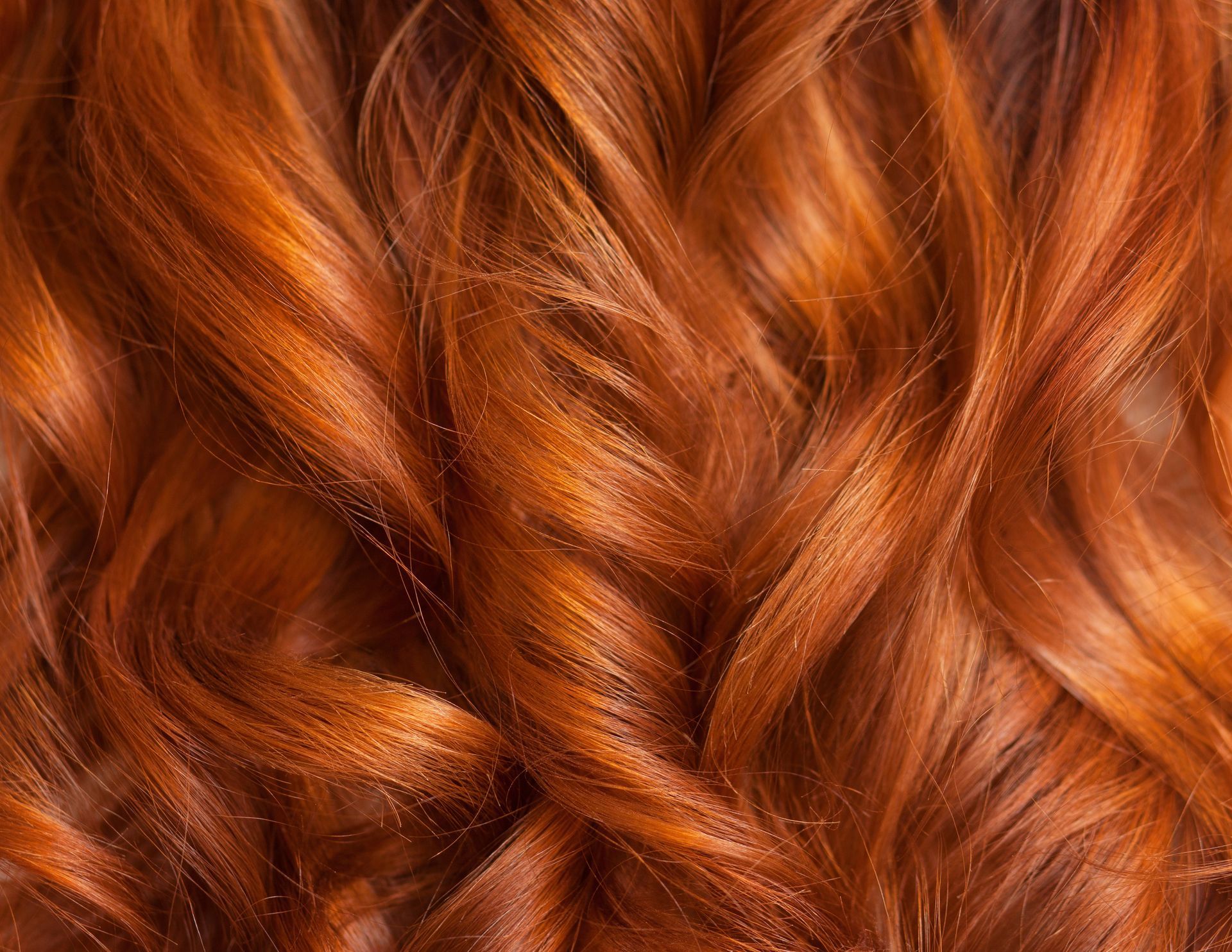 De longs cheveux bouclés au roux flamboyant