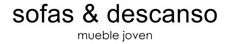 El logotipo "sofás & descanso" en texto negro, con las palabras "mueble joven" en texto gris más pequeño debajo.