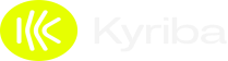 Logotipo de Kyriba, que presenta un círculo amarillo con símbolos abstractos y la palabra 