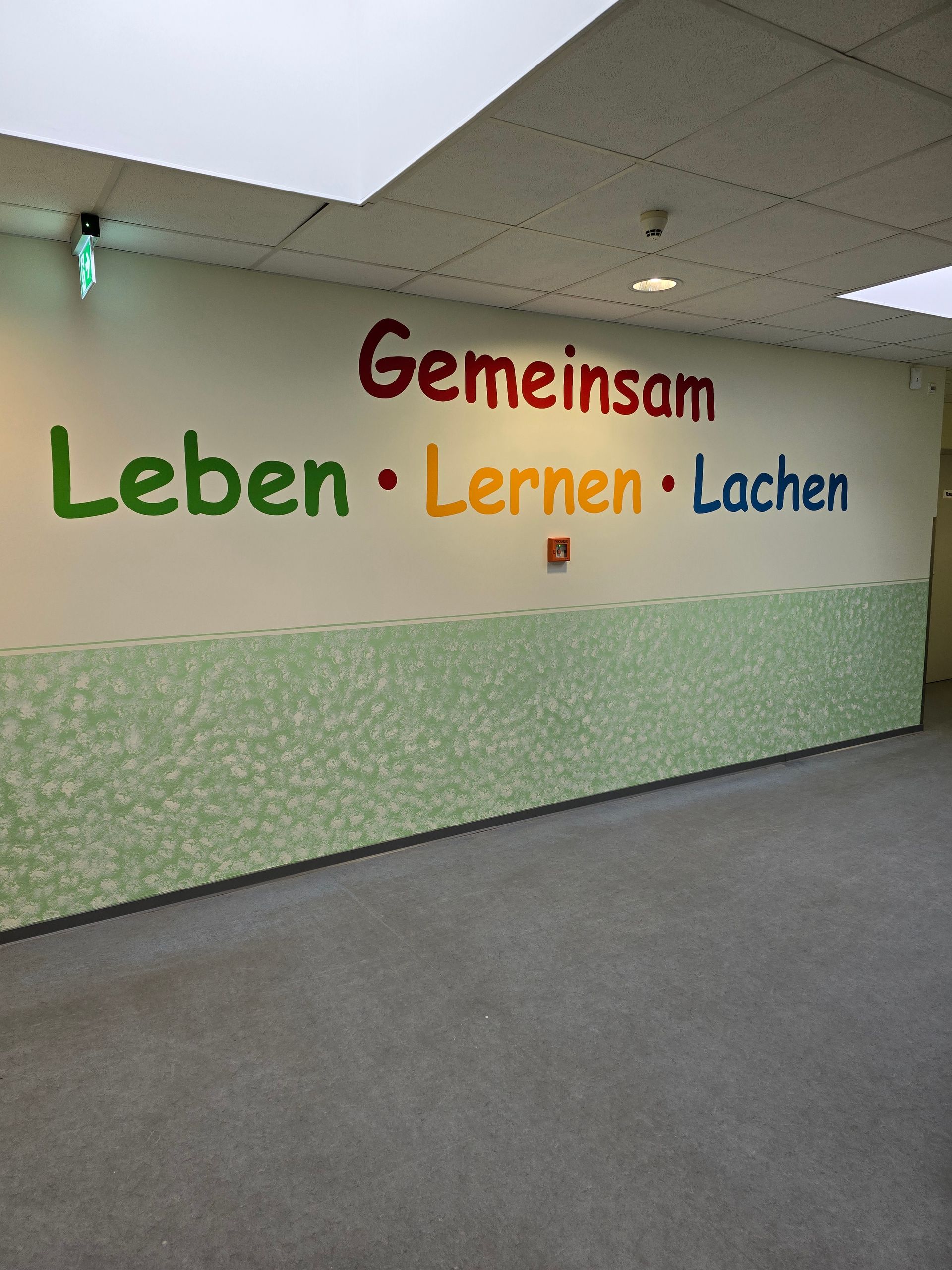 Grundschule Wandbeschriftung  in rot grün gelb blau