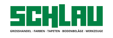 ein grün-weißes Logo für schlau grosshandel farben tapeten bodenbelage werkzeuge