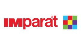 ein rot-weißes Logo mit einem bunten Quadrat darunter .