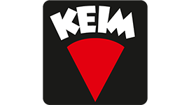 ein schwarz-weißes Logo mit einem roten Dreieck darauf .