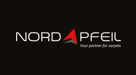 ein Schwarz-Weiß-Logo für einen Anbieter von Teppichen