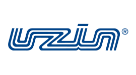 ein blaues und weißes Logo auf weißem Hintergrund .