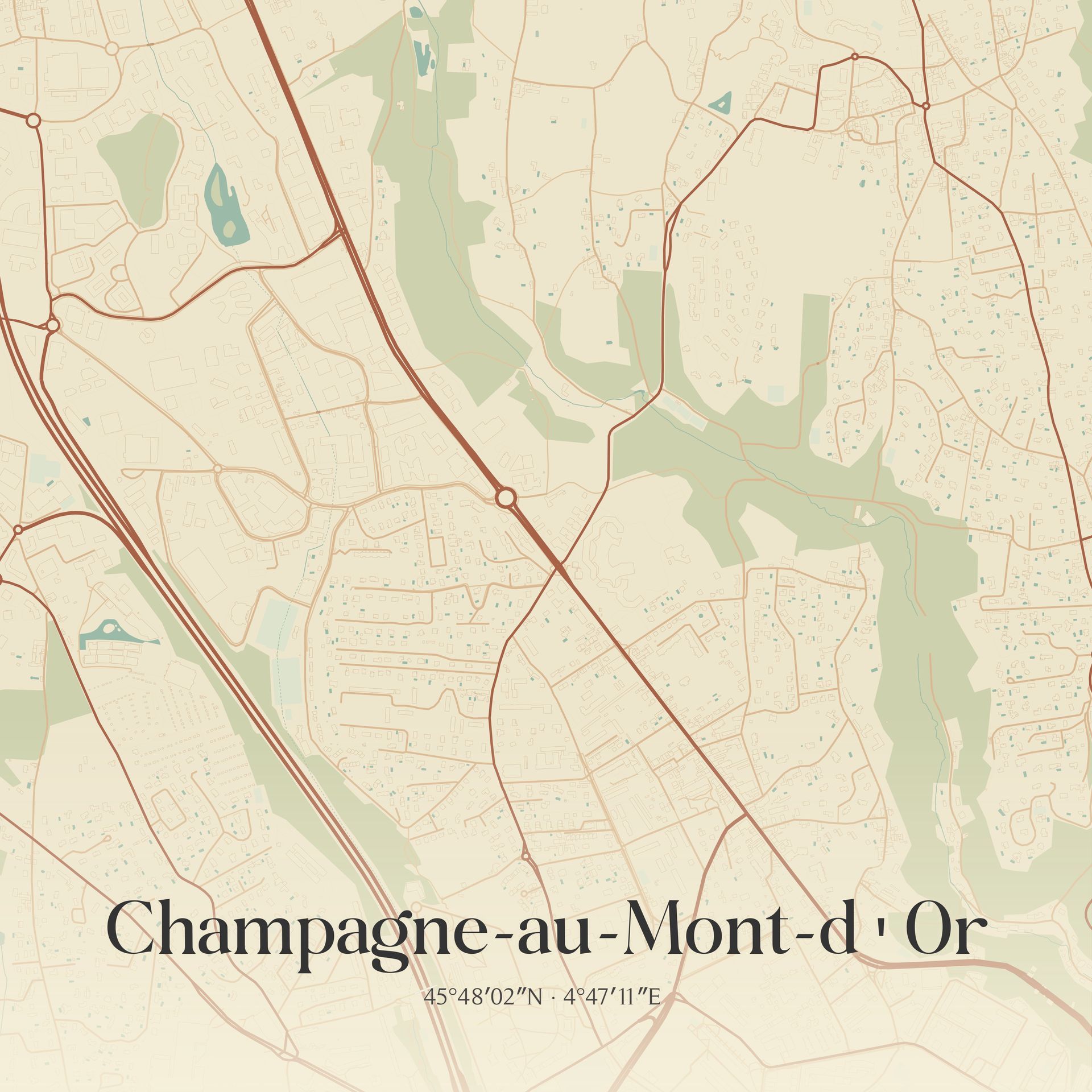 Plan de la ville de Champagne-au-Mont-d'Or