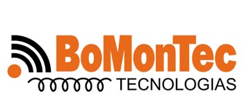 Un logotipo naranja y negro para bomotec tecnologias