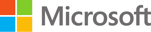 Un primer plano de un logotipo de Microsoft sobre un fondo blanco.