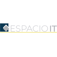 El logotipo de Espacio es un logotipo azul y blanco con un diamante en el medio.