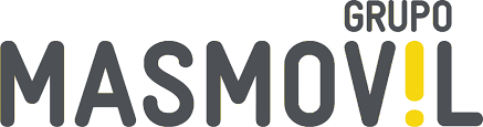 El logotipo del Grupo MásMóvil es negro y amarillo sobre fondo blanco.