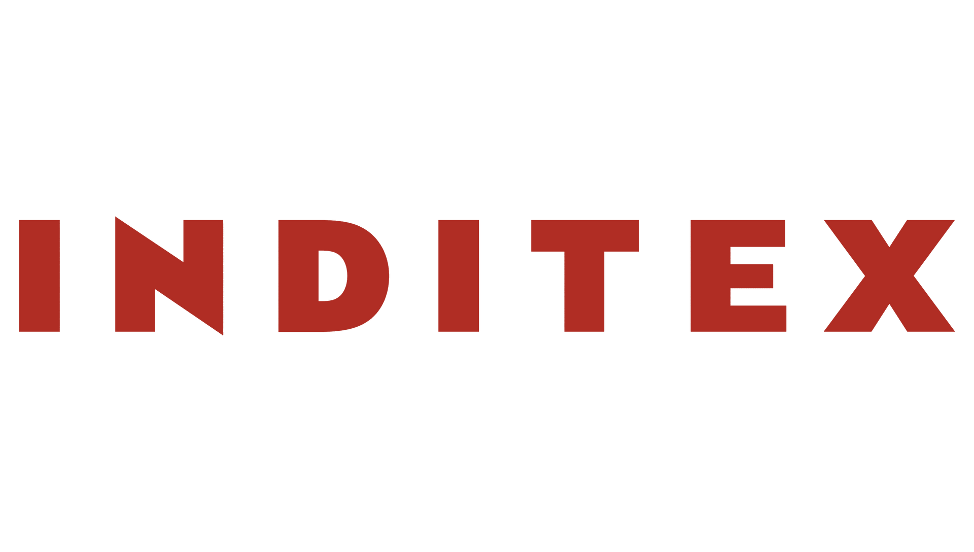 El logotipo de Inditex es rojo sobre fondo blanco.