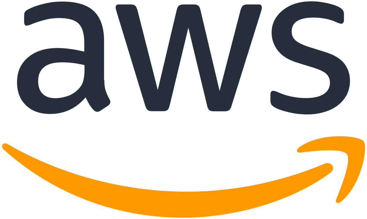 El logotipo de AWS tiene una flecha amarilla que apunta hacia la derecha.