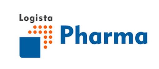 El logotipo de Logista Pharma es azul y naranja.