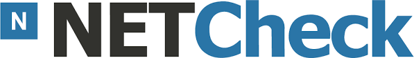 Un logotipo azul y negro para net check