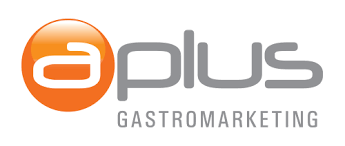 Un logotipo de Plus Gastromarketing sobre un fondo blanco