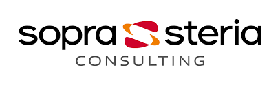 Se muestra un logotipo de Sopra Steria Consulting sobre un fondo blanco.