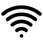 Un icono en blanco y negro de una señal wifi sobre un fondo blanco.