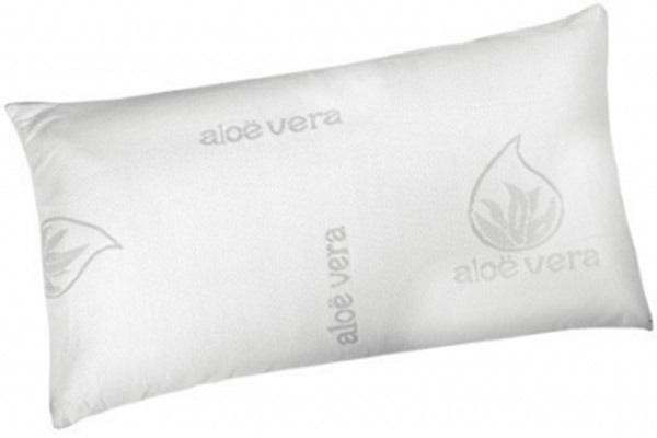 Cojín rectangular blanco con el texto