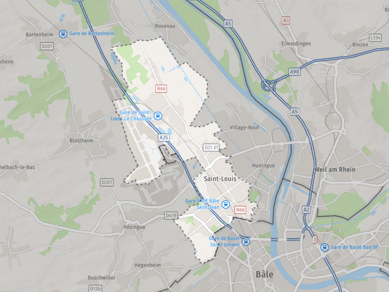 Carte de la commune de Saint-Louis.