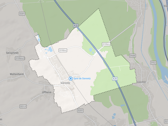 Carte de la commune de Sierentz.