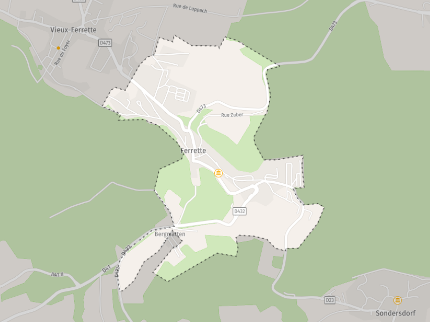 Carte de la commune Ferrette.