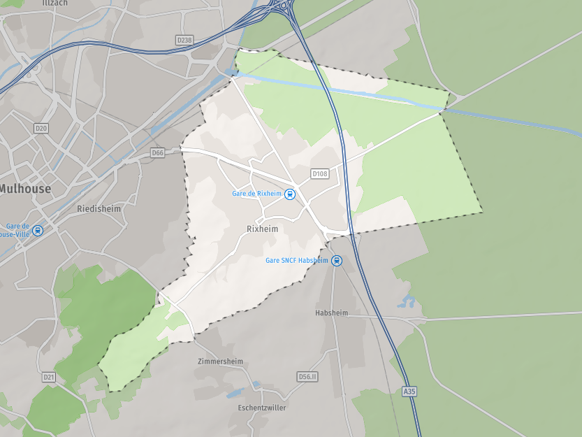 Carte de la commune de Rixheim.