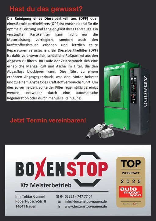 Flyer Partikelfilterreinigung