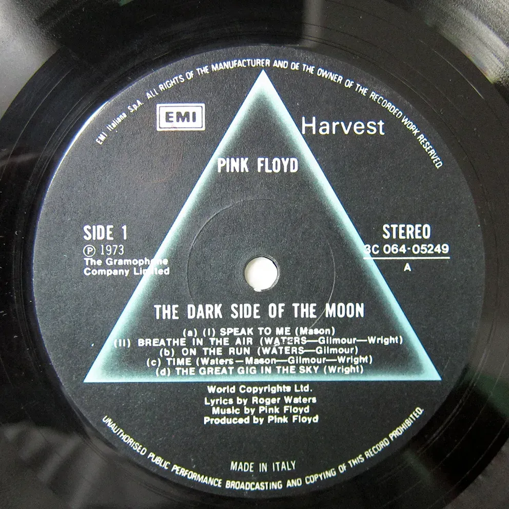 Un sello discográfico para El lado oscuro de la luna de Pink Floyd