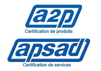 Logos des certifications a2p et apsad