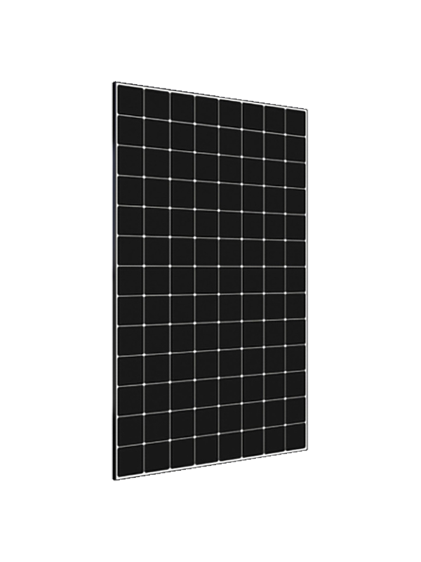 Panneau solaire, surface noire avec de nombreux petits carrés, cadre argenté.