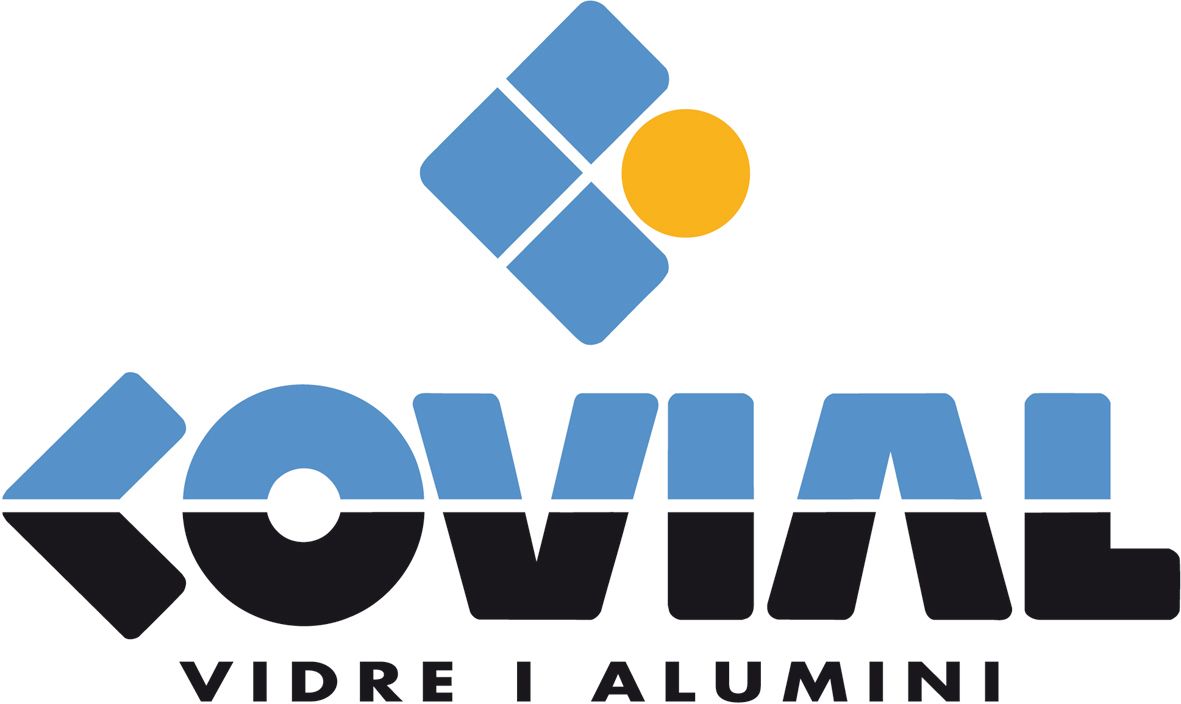 Logotipo para COVIAL: Texto en azul claro y oscuro y negro y un gráfico abstracto con un círculo dorado.