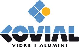 Logotipo para COVIAL: Texto en azul claro y oscuro y negro y un gráfico abstracto con un círculo dorado.