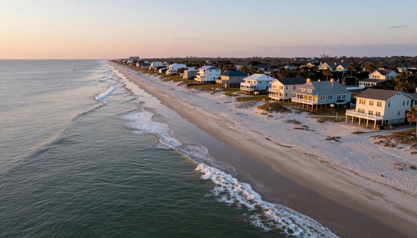 Sunlit Cherry Grove beach house exterior