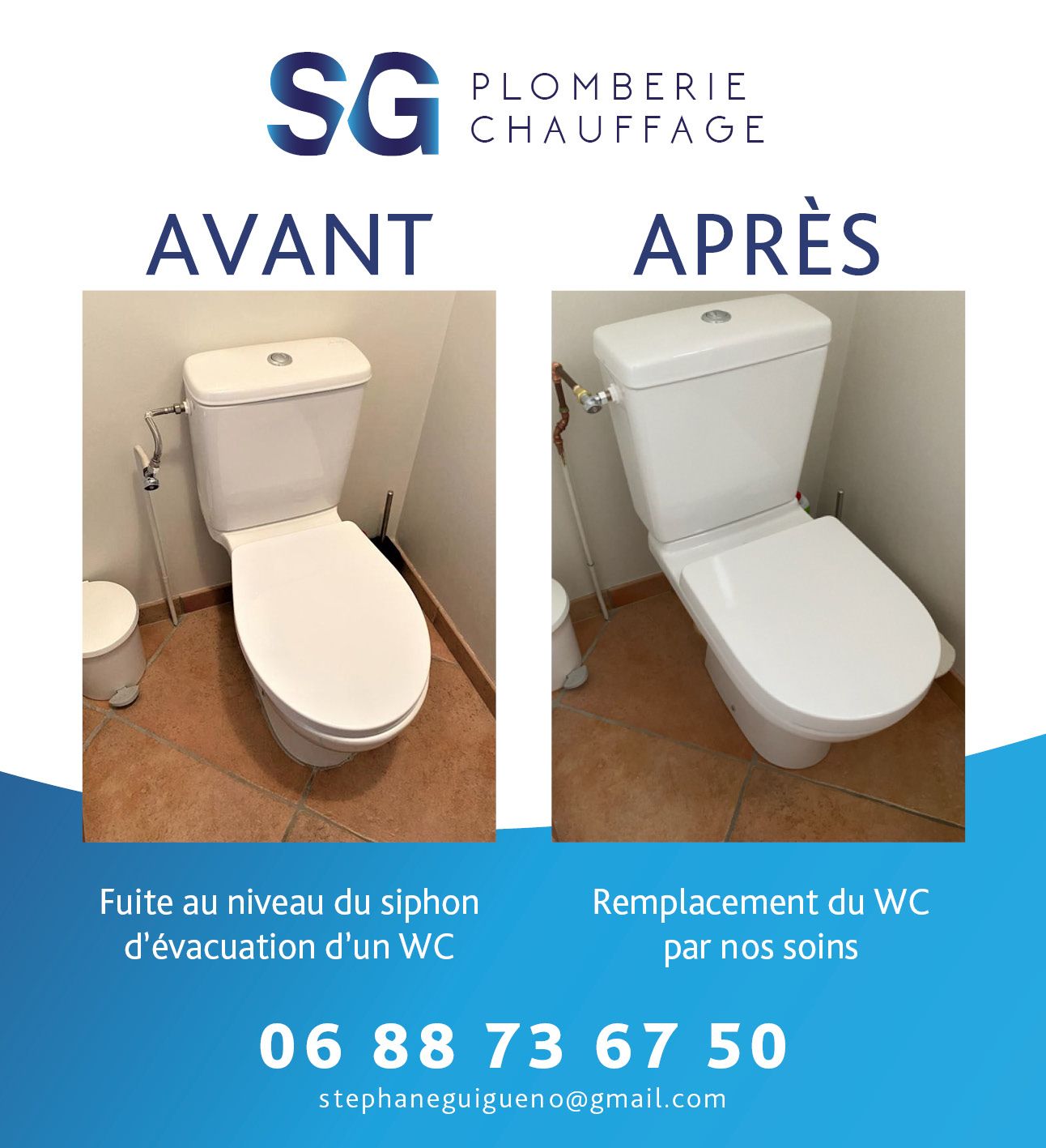 Remplacement de siphon après fuite d'eau