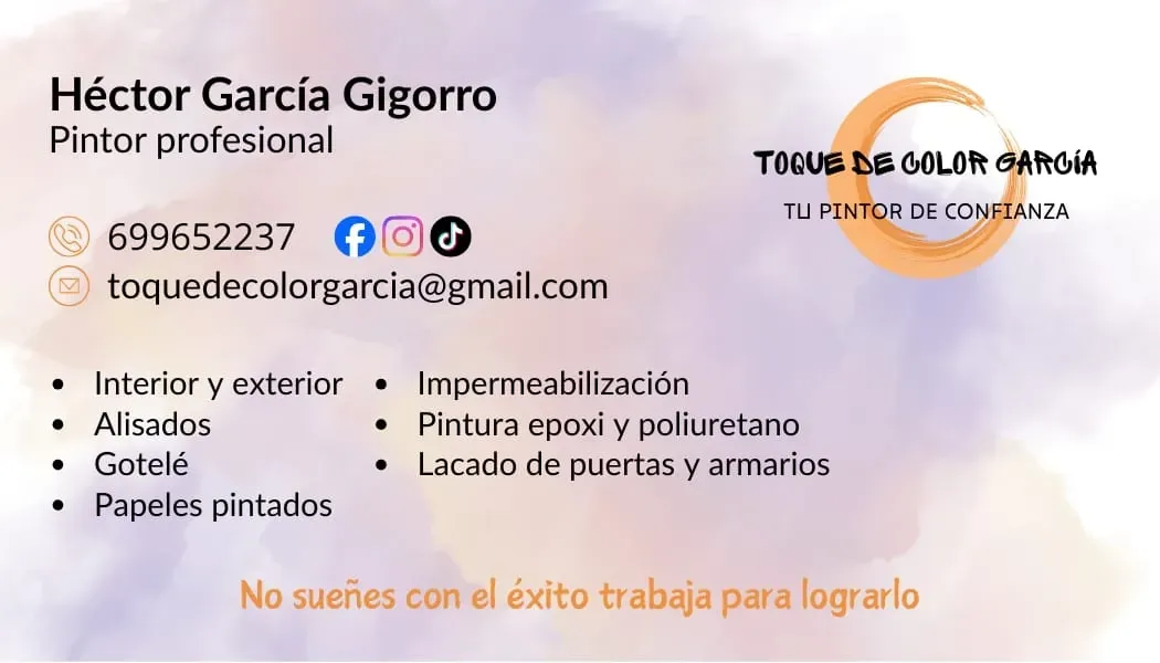 Tarjeta de presentación del pintor profesional Héctor García Gigorro