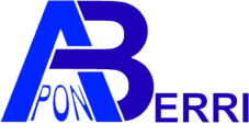 Logotipo AB azul y morado con la palabra PONBERRI