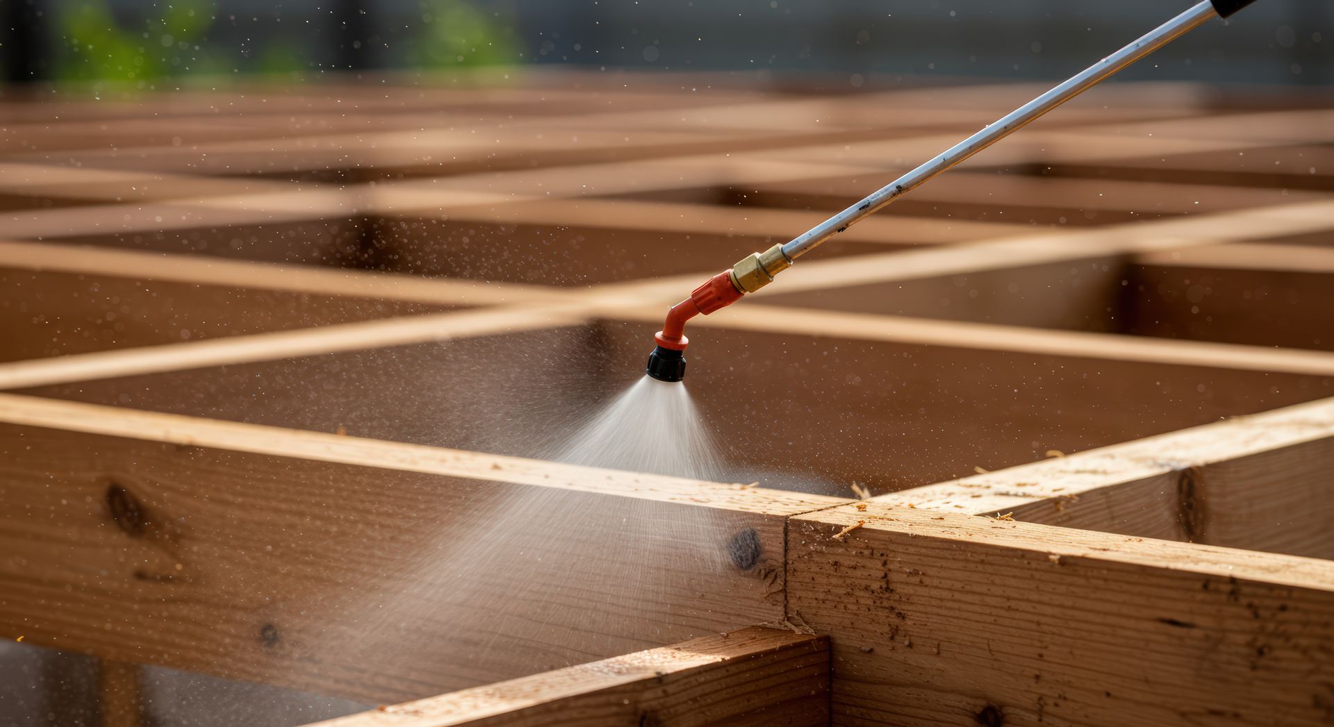 Charpentier travaillant sur la structure du toit.