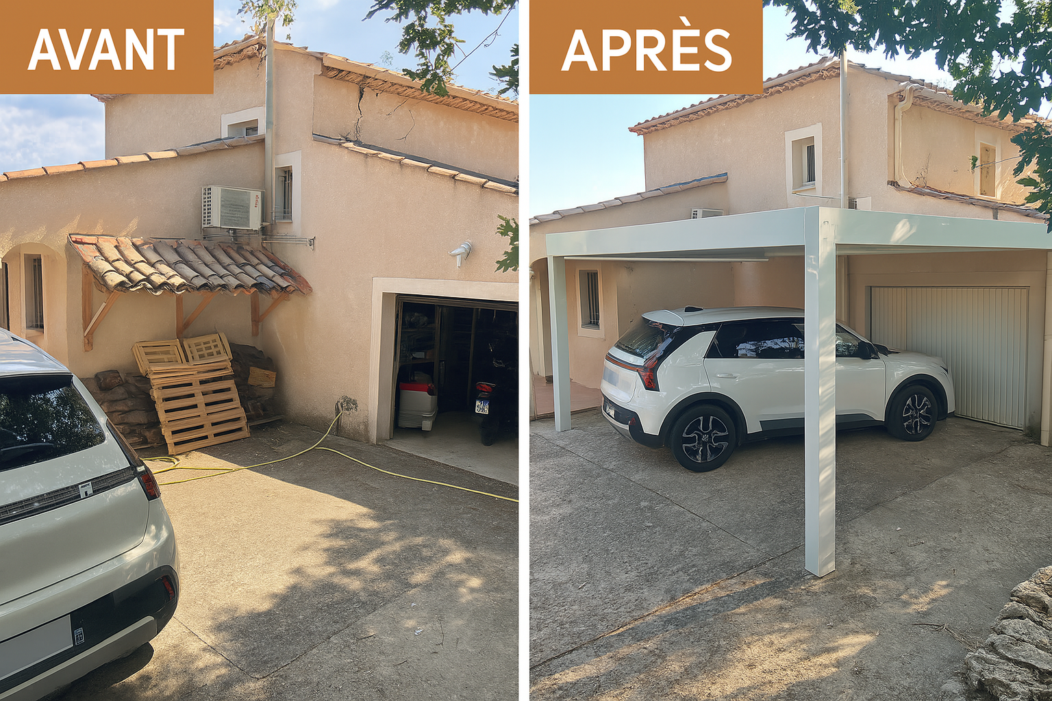 #Carport #AbriVoiture #PoseLocale #AvantAprès #IsolConfort