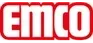 Ein rot-weißes Logo für Emco auf weißem Hintergrund.