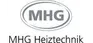 Ein schwarz-weißes Logo der MHG Heiztechnik auf weißem Hintergrund.