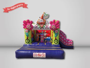 Der Hüpfburgexperte buntes Clown Design, mit Rutsche.